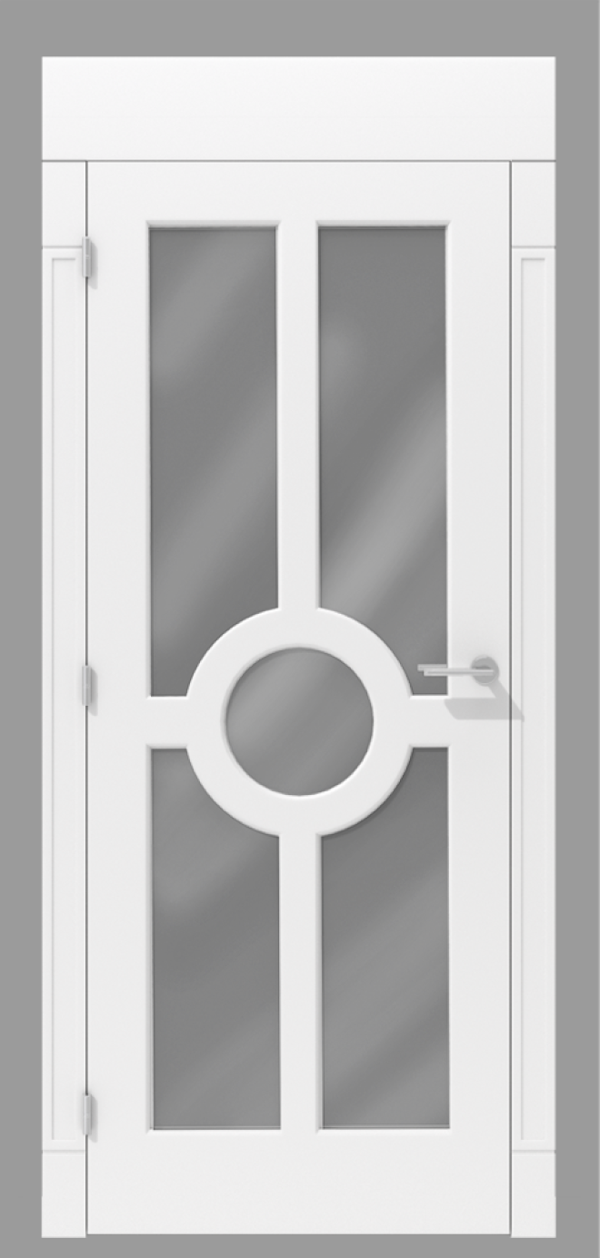 Klasyczne drzwi wewnętrzne z koroną i centralnym motywem koła – model K04