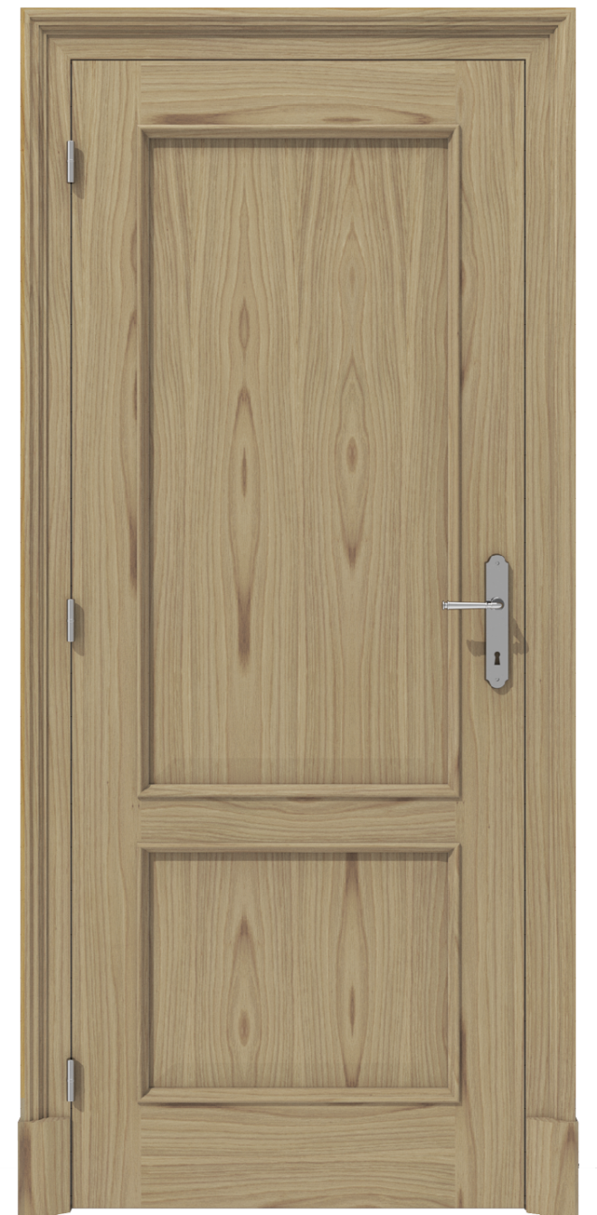 Klasyczne drzwi wewnętrzne fornirowane dębem z elementami z litego drewna – model K12